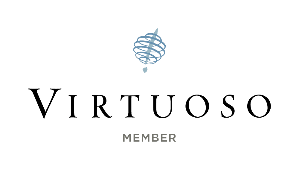 'VIRTUOSO MEMBER' badge on graphic design background.